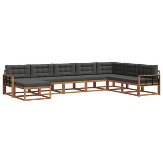 vidaXL Conjunto De Sof&aacute;s De Exterior 8 Pcs Natural Y Antracita Vidaxl