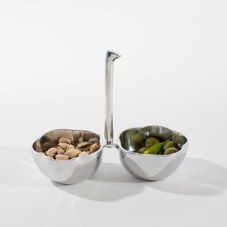 Lunares Fiore Double Snack Dish in Silver at Nordstrom