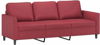 vidaXL Sof&aacute; De 3 Plazas De Cuero Sint&eacute;tico Rojo Vino 180 Cm Vidaxl