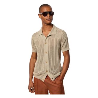 L.B.M. 1911 Beige Geperforeerd Gebreid Polo Shirt - Heren - Vesten - Beige - XL - Katoen - Truien & Vesten