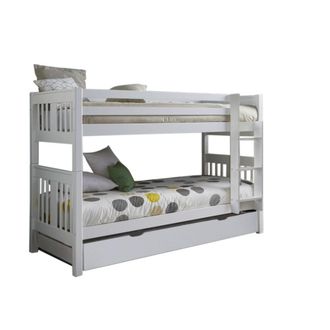 Muemue Litera + cama de arrastre madera blanca 90x190cm