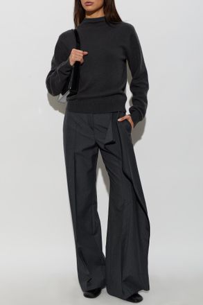 Jil Sander Pleated Wide-leg Wool Trousers, Womens, Grey
