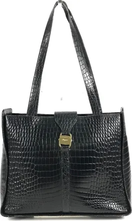 Ferragamo Black Gold Leather Shoulder Bag Tote Bag (Pre-Owned)