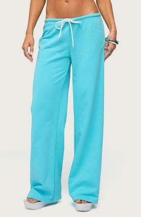 Edikted Callista Straight Leg Sweatpants in Turquoise at Nordstrom, Size X-Large