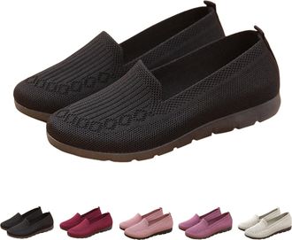 Generic Womens Slip On Loafers Breathable Mesh Casual Low-Top Flat Knit Dressy Shoes Comfortable Lightweight Walking Shoes with Memory Foam Arch Support Comfo