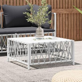 vidaXL Vidaxl Tavolo Da Giardino Bianco 70x70x34 Cm In Tessuto Intrecciato