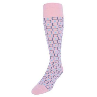 Trafalgar Store Aurelien Square and Circle Patterned Mercerized Cotton Mid-Calf Socks in Pink at Nordstrom