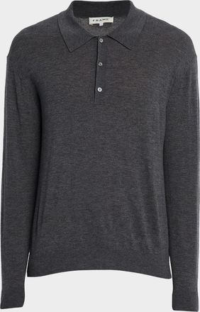 Frame Denim Mens Superfine Wool and Cashmere Polo Sweater