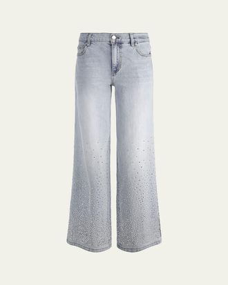 Alice & Olivia Amazing Embellished Wide-Leg Jeans