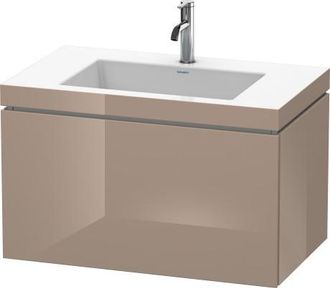 Duravit Lavabo Para Muebles Duravit L-cube C-bonded Con Base, Colgante, 80x48 Cm, 1 Extra&iacute;ble, Sin Rebosadero, 3 Agujeros Para Grifos, Color: Cappuccino Laca 