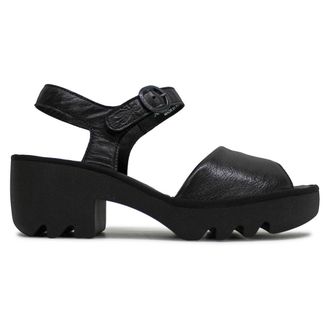 FLY London TULL503FLY Mousse Leather Womens Heels Sandals - Black - Size:UK 5