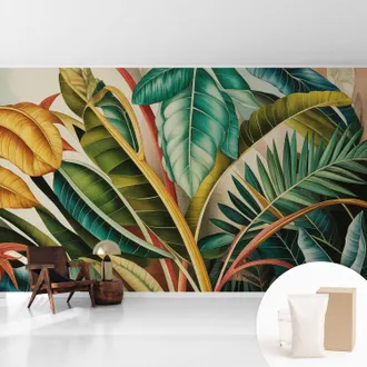 Tulup Newroom Tapete Dekorative Vliestapete Mit Kleber Modern F&uuml;r Wohnzimmer Schlafzimmer Exotische Bl&auml;tter 416x254 Cm