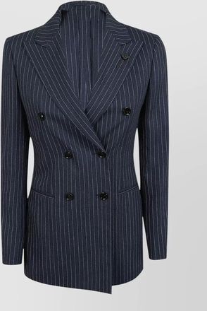 Lardini womens jacket structured shoulders pinstripe lapels buttons