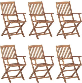 vidaXL Folding Outdoor Chairs 6 pcs Solid Acacia Wood vidaXL