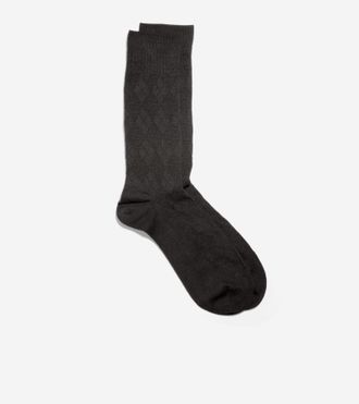 Cole Haan Mens Tonal Argyle Crew Socks - Black