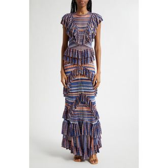 Ulla Johnson Raina Ruffle Lace Maxi Dress in Sunset at Nordstrom, Size X-Large