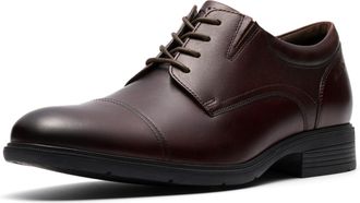 Clarks Mens Steadwell Cap Oxford, Mahogany Leather, 7.5 UK