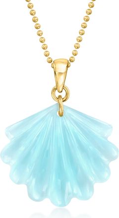 Ross-Simons Blue Chalcedony Seashell Pendant Necklace in 18kt Gold Over Sterling