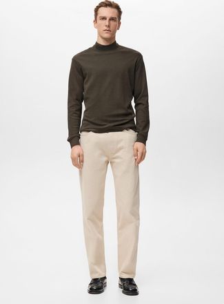 Mango Maglietta maniche lunghe collo perkins cioccolato - Uomo - XXL - MANGO MAN