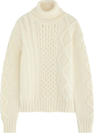 Moncler Dolcevita Cable-knit Wool Jumper - Ivory - S (UK 10 / S)