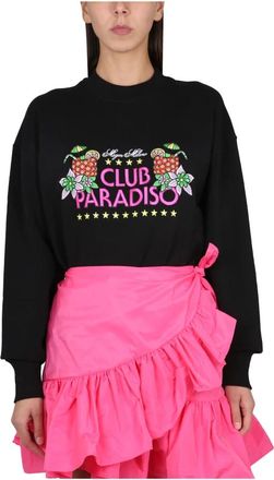 Msgm Sweatshirt met logo - Dames - Sweatshirts - Zwart - M - Katoen - Hoodies & sweatvesten