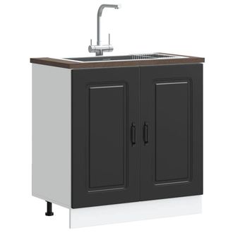 Berkfield Home Sink Base Cabinet Kalmar Black 80x46x81.5 cm Engineered Wood