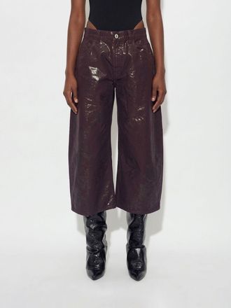 The Attico Jeans cropped wide-leg a vita media in denim di cotone