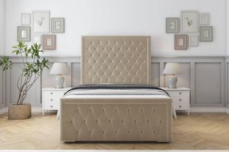 Sloomy Monroe Coniston Bed Frame With 50 Upholstered Headboard in Cream | Size: King