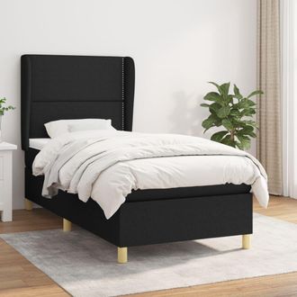 vidaXL Vidaxl - Cama Box Spring Con Colch&oacute;n Tela Negro 90x190 Cm