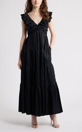 Chelsea28 Ruffle Maxi Dress in Black at Nordstrom, Size Xx-Small