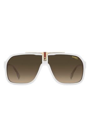 Carrera 64mm Oversize Gradient Navigator Sunglasses in White/Brown at Nordstrom
