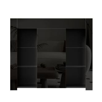 STILVORA Aparador Con 1 Puerta Y Estantes De Vidrio, Frontal Brillante, Estilo Moderno, En Tablero De Part&iacute;culas, 95&times;35&times;83 Cm, Negro