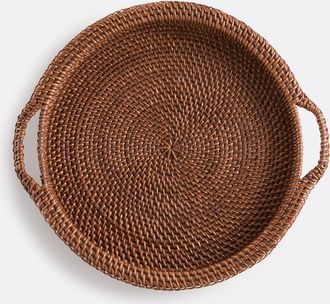 La Redoute Interieurs Rond geweven rotan dienblad, Taran