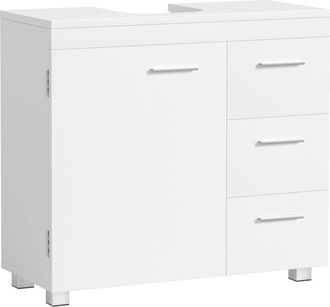Songmics VASAGLE Mobile Sottolavabo per Bagno, Mobiletto da Bagno, 3 Cassetti Laterali, 2 Scomparti dietro lAnta, per Lavabi con Colonna, con Piedini, 30 x