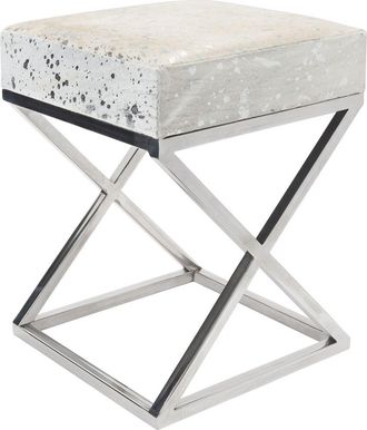 Pasargad Home Discontinued Pasargad Home Steel/Cowhide Leather Bench