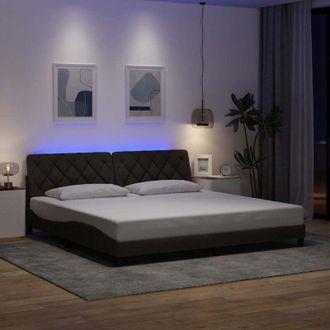 vidaXL Con Led Sin Colch&oacute;n Tela Marr&oacute;n Oscuro 200x200 Cm Vidaxl