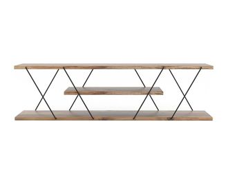 VENTE-UNIQUE.COM Mueble tv con estructura de metal l120 cm - Efecto Madera y negro