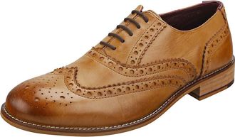 London Brogues Gatsby Mens Brogue Shoes Tan Size 7 8 9 10 11 12 13 14 15 (10 UK)