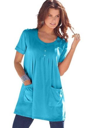 Roaman's Plus Size Two Pocket Soft Knit Swing Tunic in Ocean at Nordstrom, Size Medium