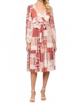Fate Mixed Print Tiered Midi Dress In Multi
