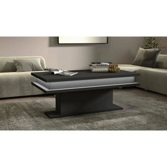 Dmora Mesa De Centro Leon, Mesita De Sal&oacute;n, Mueble Bajo De Almacenaje, Mesa De Centro, 100x55h42 Cm, Antracita Con Luz Led - Dmora