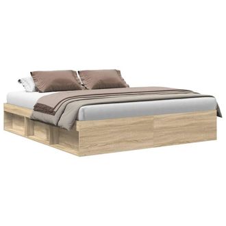 Berkfield Home Bed Frame Sonoma Oak 200x200 cm in Light Tan