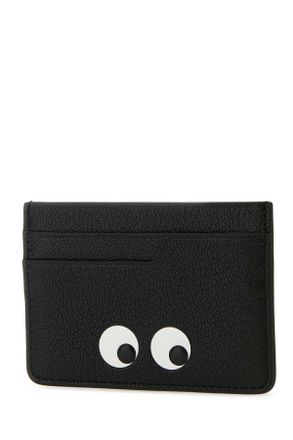Anya Hindmarch Womens Black Leather Card Holder Portafogli Wallet