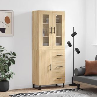 vidaXL Vidaxl - Aparador Alto Madera Contrachapada Color Roble 69,5x34x180 Cm