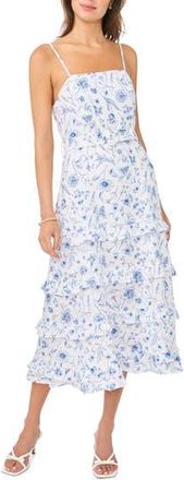 CeCe by Cynthia Steffe Belted Ruffled Midi Dress in Moonlight Blue at Nordstrom Rack, Size 12