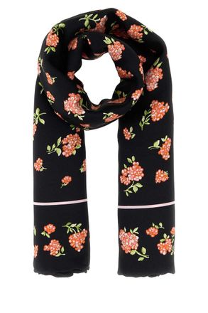 Valentino Garavani Black Rose Print Scarf