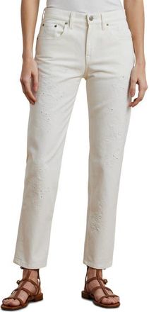 Lauren Ralph Lauren Relaxed Tapered Ankle Jeans in White Wsh at Nordstrom, Size 12