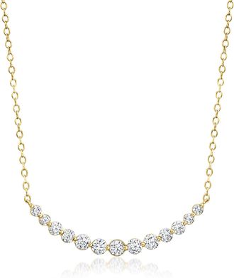 Ross-Simons Lab-Grown Diamond Curved Bar Necklace in 18kt Gold Over Sterling