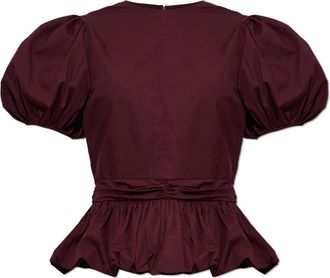 Rotate Gedrapeerde Top - Dames - Blouses - Rood - S - Katoen - Overhemden