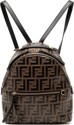 Fendi Black Brown Leather Backpack (Pre-Owned)